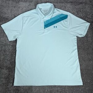 Under Armour Polo Shirt Men's‎ XXL Blue Playoff Polo Golf Performance HeatGear